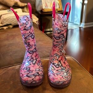 Little girls rain boots worn once size 9 excellent condition